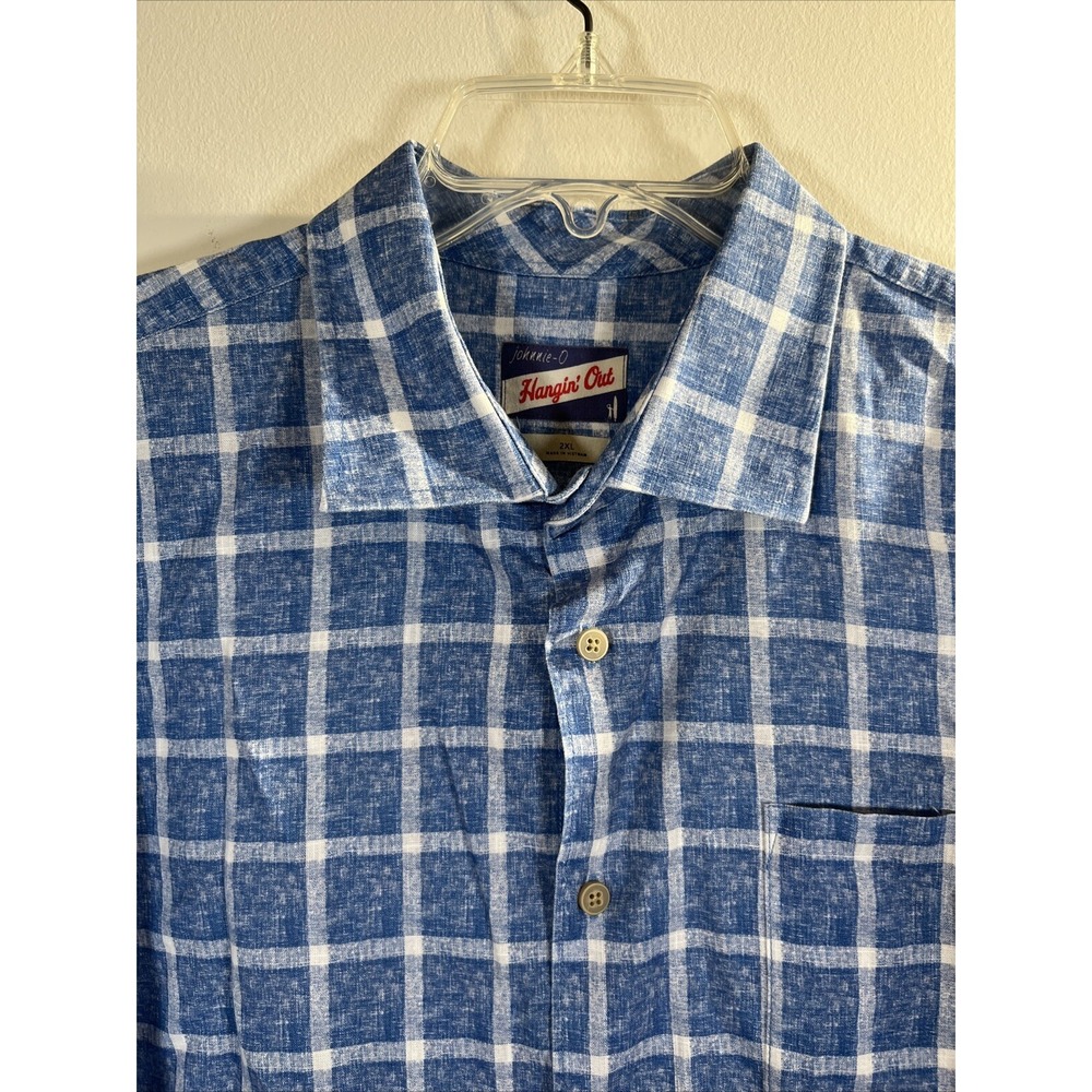 Johnnie-O Hangin Out Blue 100% Cotton Button Up Summer‎ Shirt Men's Size 2XL - Picture 3 of 11